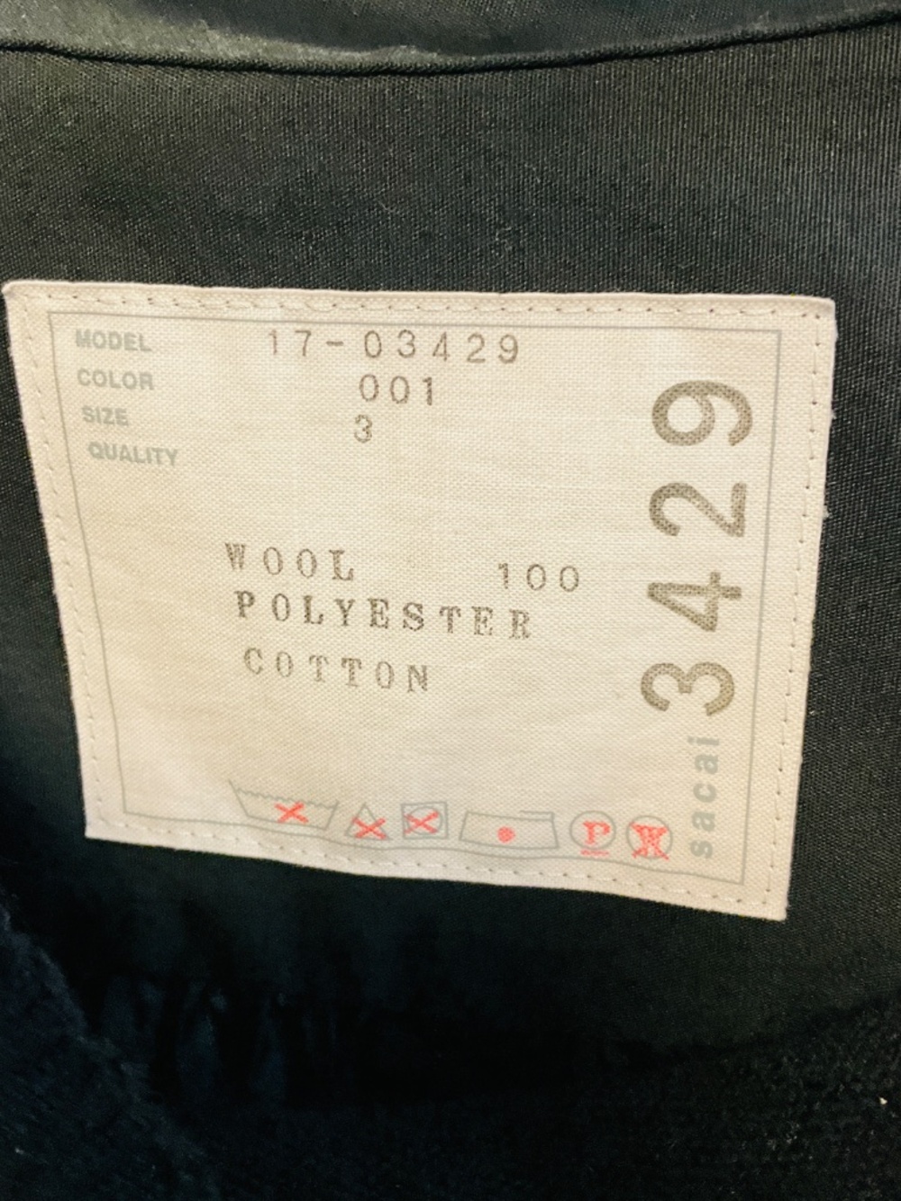 Sacai Black Wool Knit Pullover Sweater With Pleated Sheer Back View 4